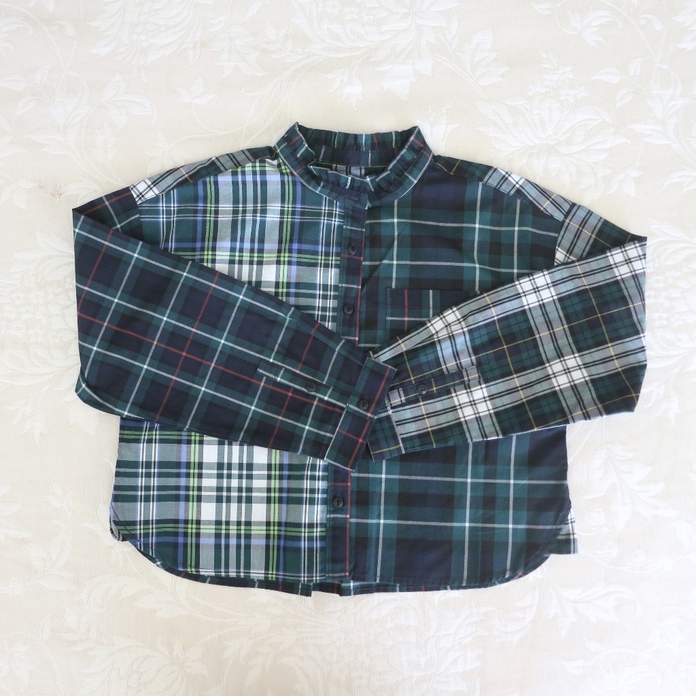 NWOT Gap Kids Girl's Long Sleeve,  100% Cotton Button Down Plaid Top